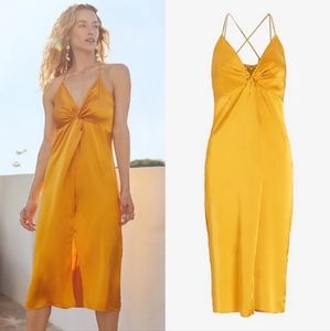 Express Satin Twist Front Slip Dress